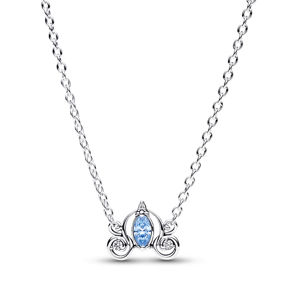 Disney Cinderella sterling silver collier with fancy light blue and clear cubic zirconia