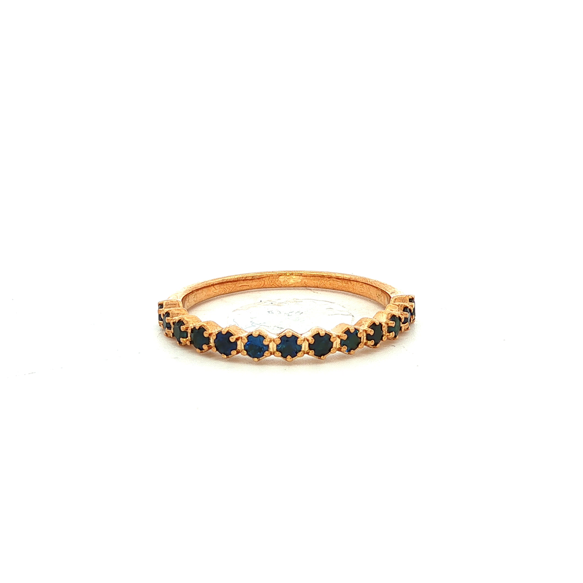 Straight Claw Set Black Sapphire Dress Ring in Yellow Gold
