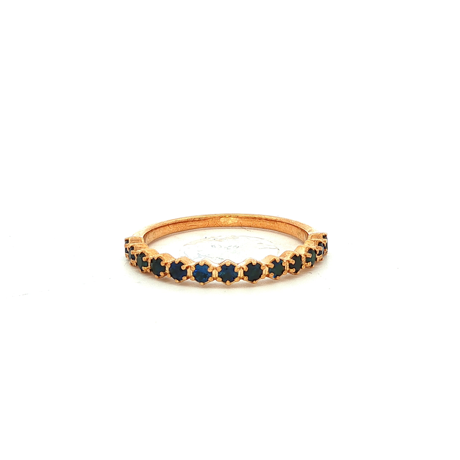 Straight Claw Set Black Sapphire Dress Ring in Yellow Gold