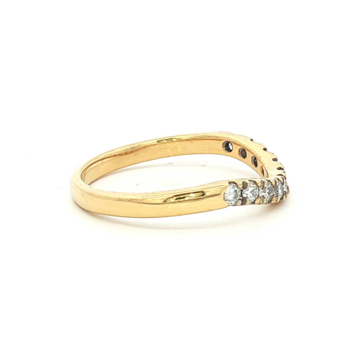 Curved Diamond Set Wedding Band in Yellow Gold