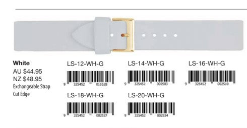 Leather Strap White Gold Buckle Watchband 16mm