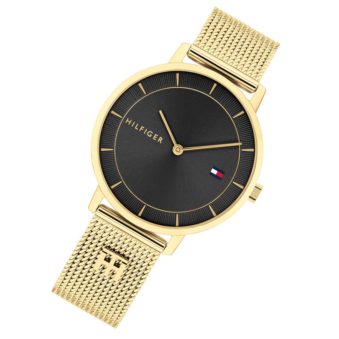 Tommy Hilfiger Gold Steel Mesh Black Dial Women's Watch