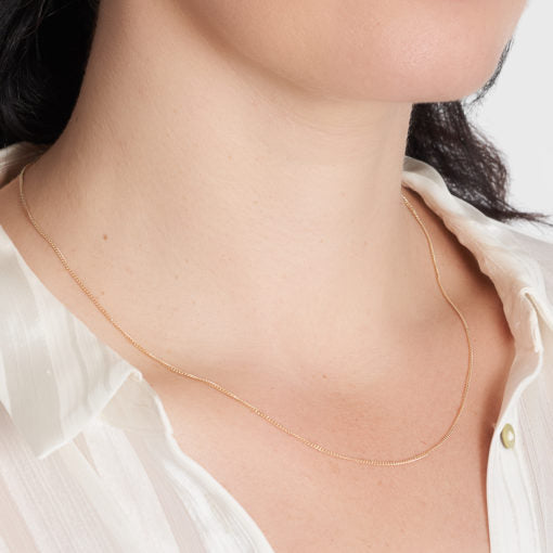 9 Carat Yellow Gold Grumette 2 Sided Curb Chain, 50cm