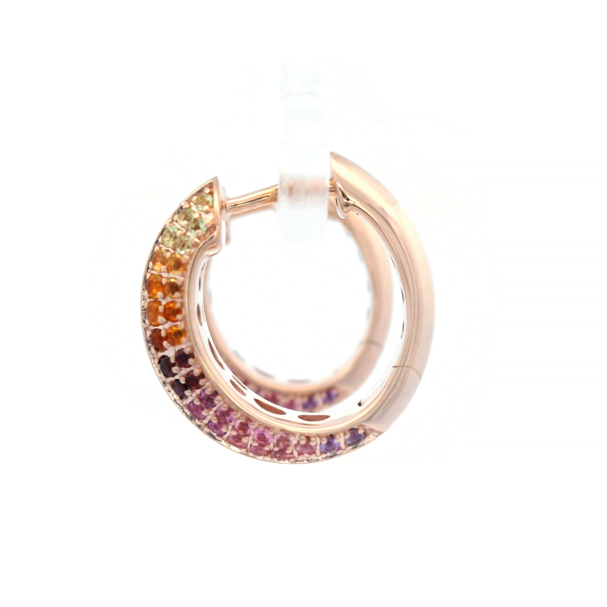 Natural Gemstone and Diamond Huggie Earrings set in Rose Gold