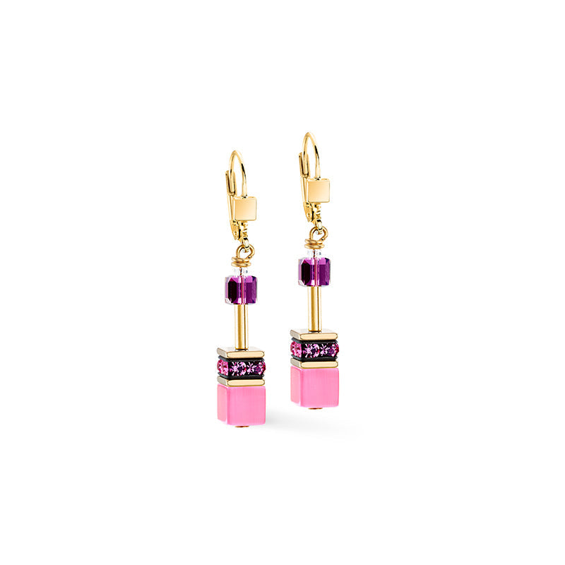 Coeur de Lion GeoCube Soft Purple & Rose Earrings