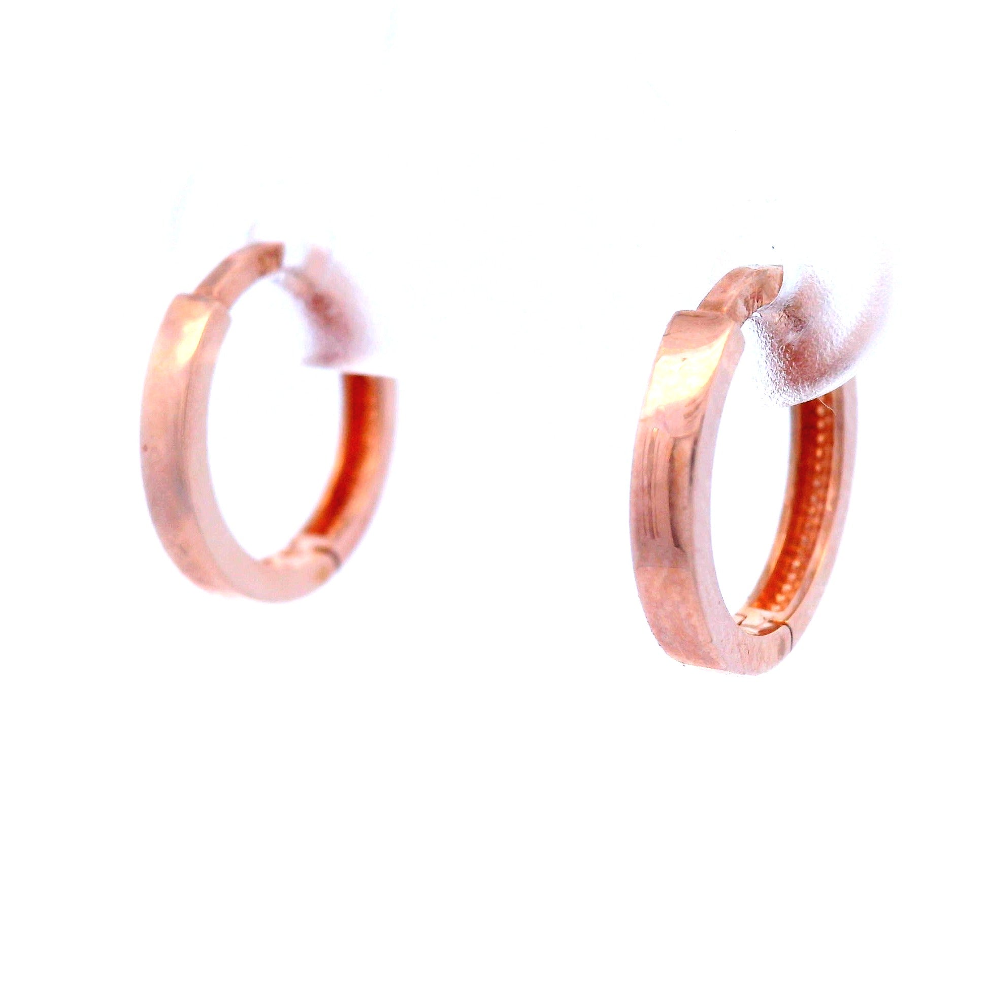 9 Carat Rose Gold Square Tube 10mm Huggie Earring