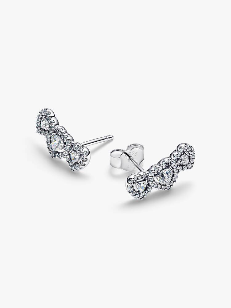 Pandora Halo Heart Trilogy Stud Earrings