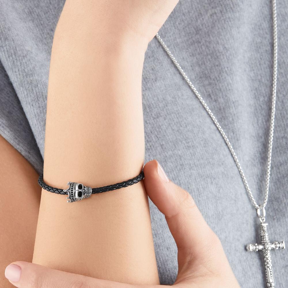 Thomas Sabo Leather Bracelet Skull 19cm