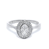 Diamond Halo Cluster Ring in White Gold