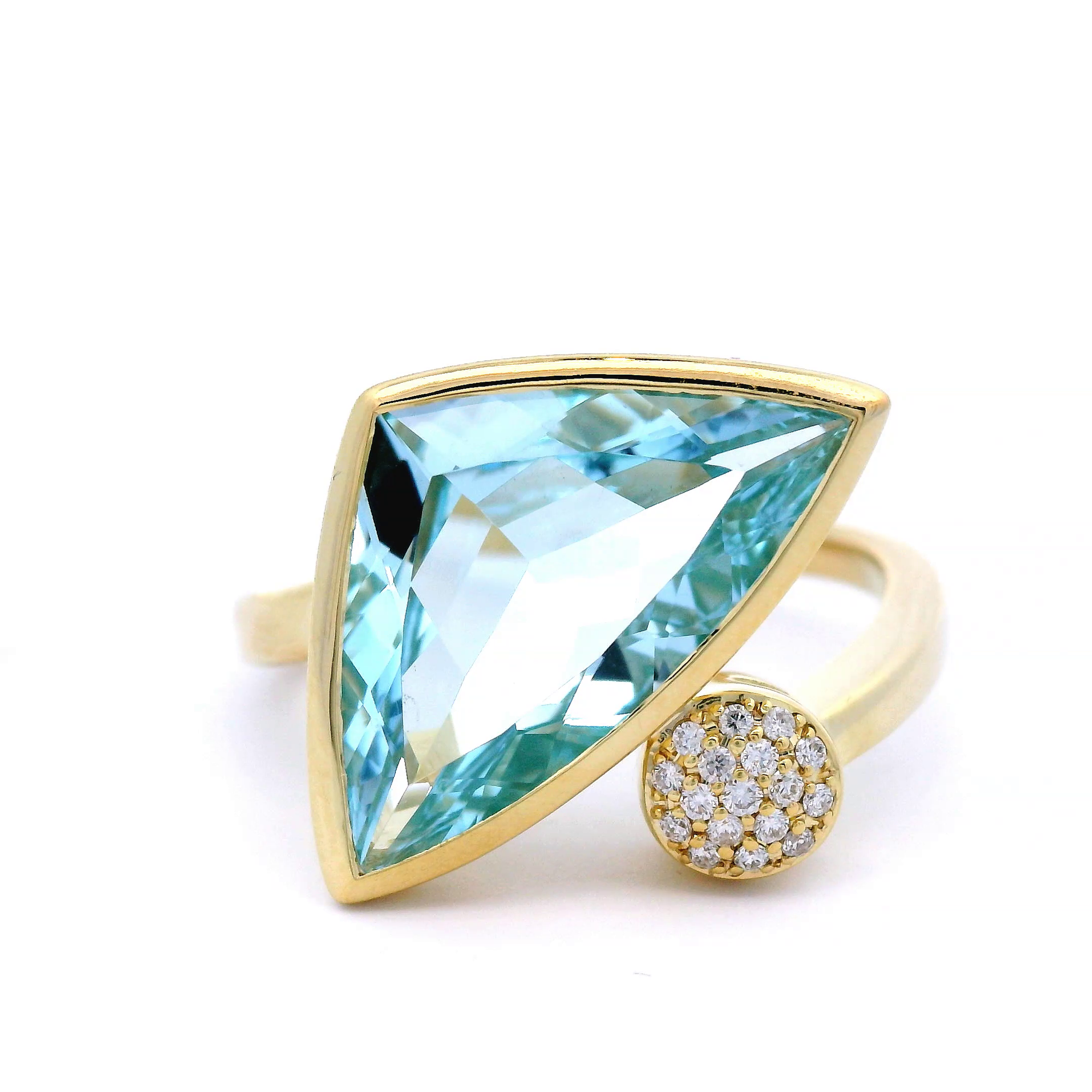 Blue Topaz and Diamond Dress Ring in Yellow Gold