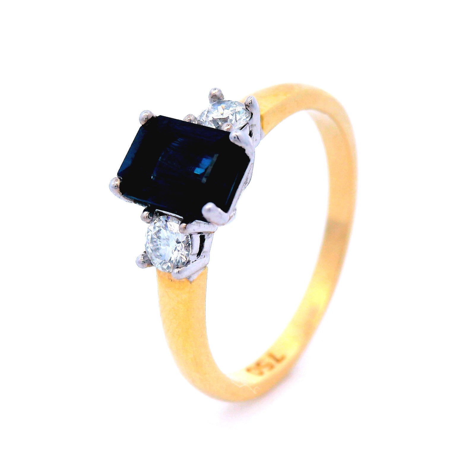 Emerald Cut Sapphire and Diamond Dress Ring