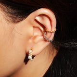 Ania Haie Braid Shell Pearl Huggie Earrings