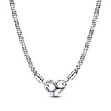 Studded chain sterling silver necklace with heart clasp