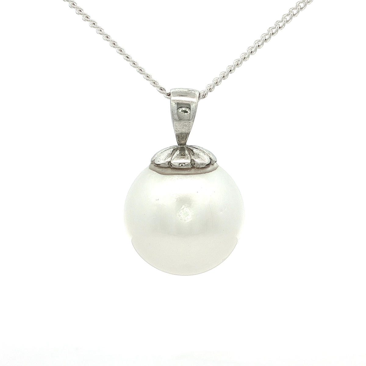 Pacific Cultured Pearl Pendant in White Gold
