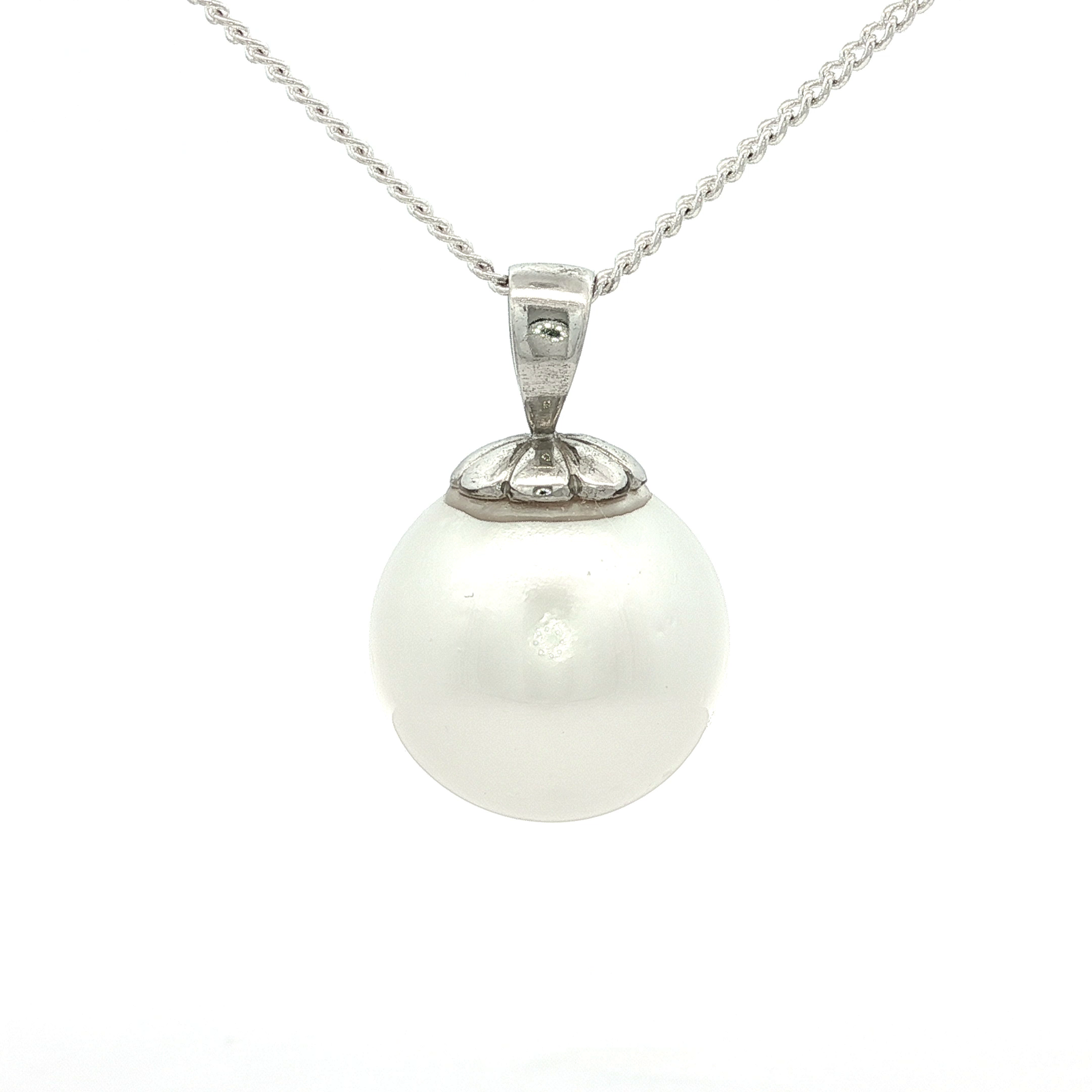 Pacific Cultured Pearl Pendant in White Gold