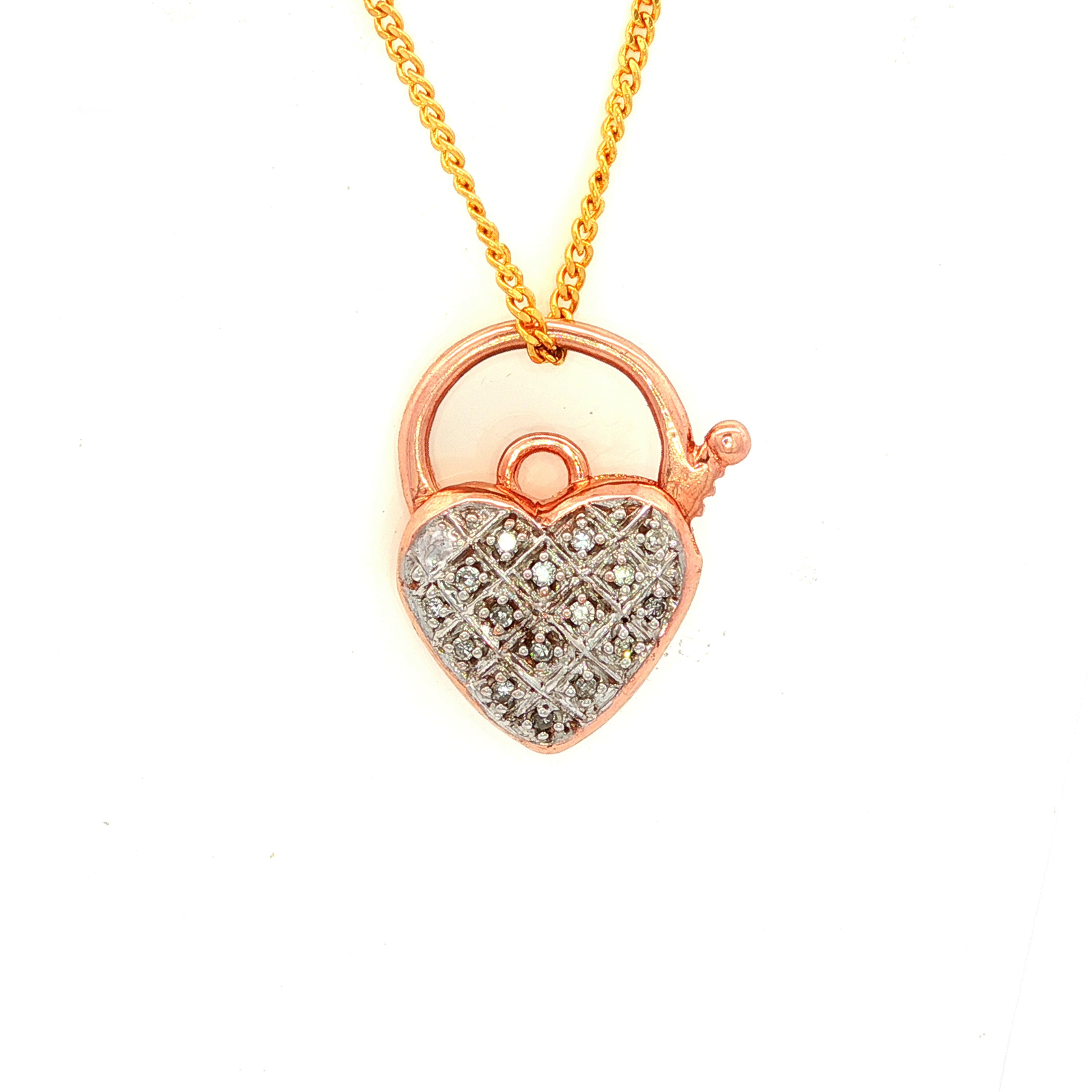 Diamond Set Padlock in Rose Gold