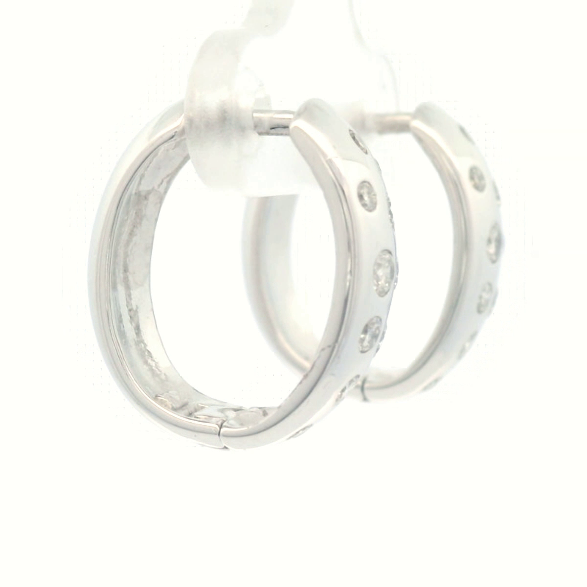 9CT W/G PRESSURE SET Dia HUGGIE EARRINGS