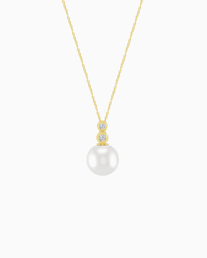 Eternal 9K Gold Lab Grown Diamond & Freshwater Pearl Necklace