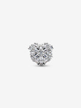 Heart sterling silver charm with clear cubic zirconia