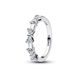 Bow sterling silver ring with clear cubic zirconia