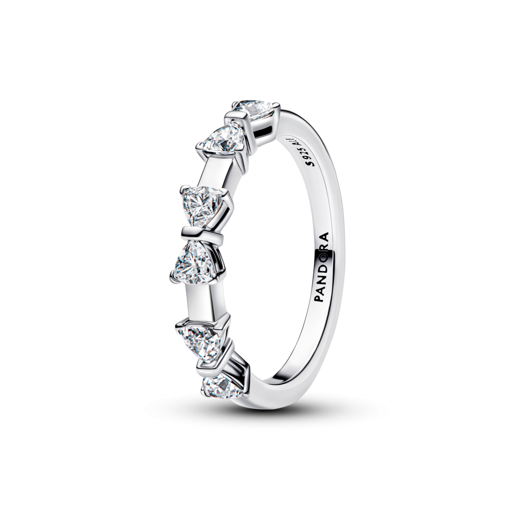 Bow sterling silver ring with clear cubic zirconia