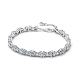 Bow sterling silver bracelet with clear cubic zirconia