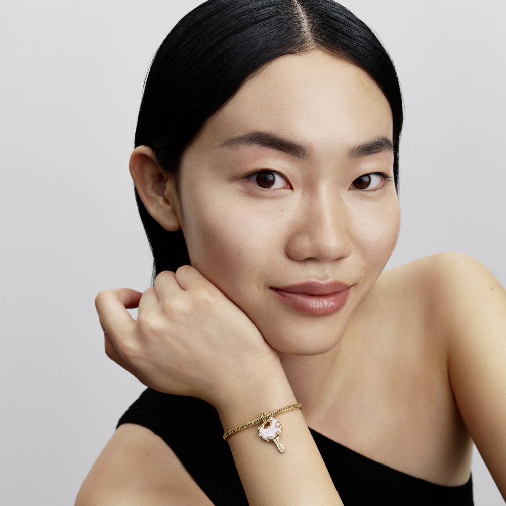 Pandora Opalescent Pink Love Key Large Dangle Charm