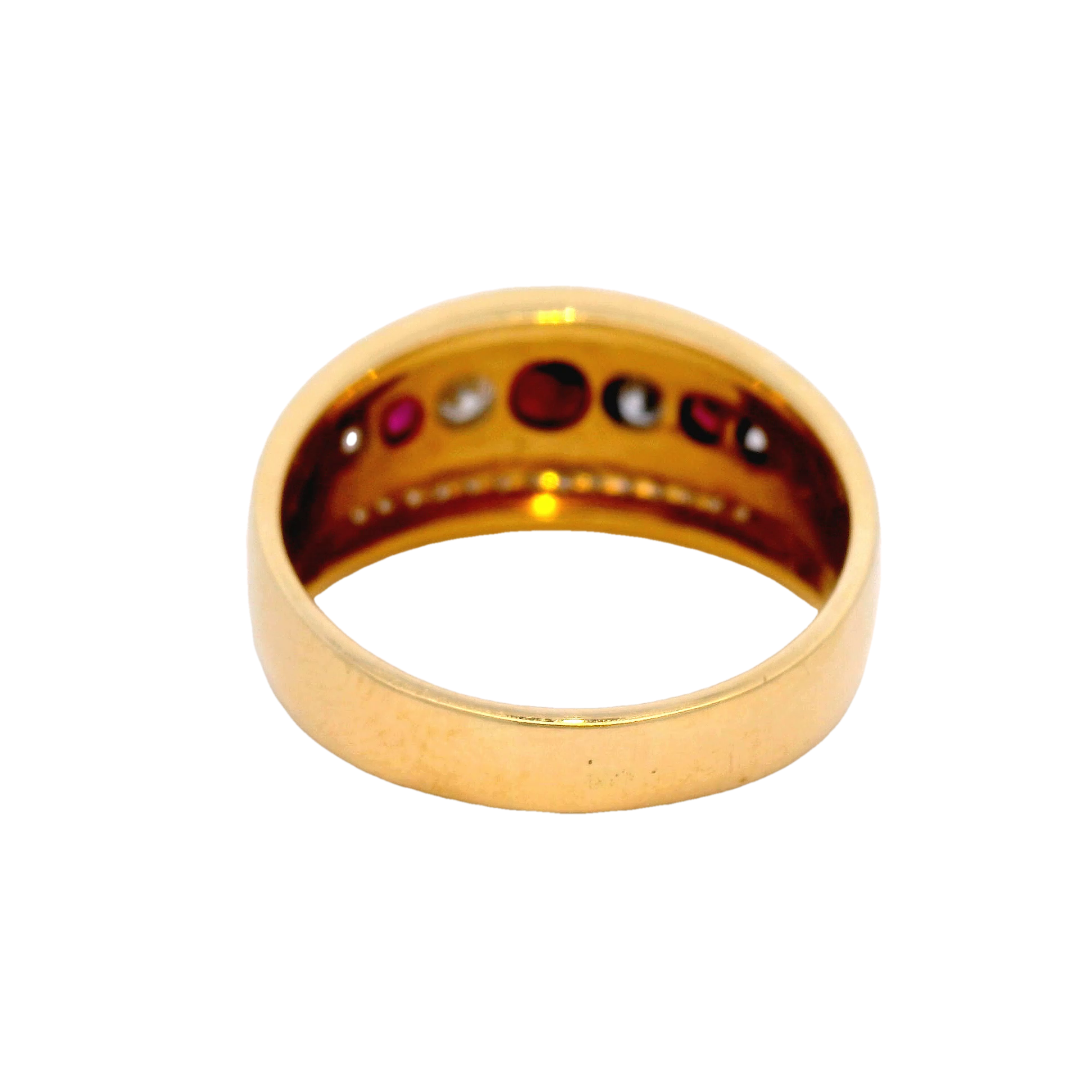 Ruby and Diamond Two Tone Dress Ring Set in Yellow Gold