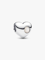 Pandora Engravable White Stone Heart Charm