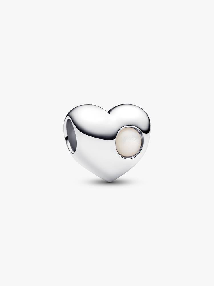 Pandora Engravable White Stone Heart Charm