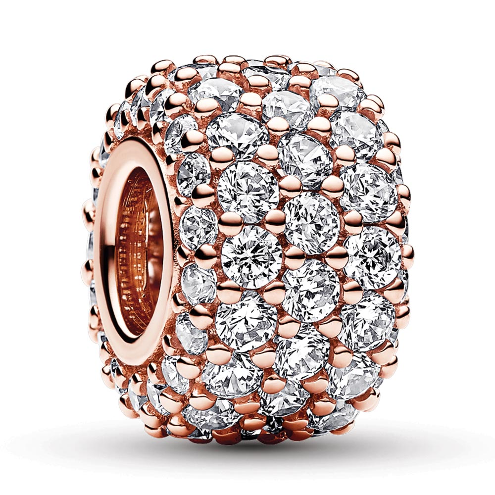 14k Rose gold-plated charm with clear cubic zirconia
