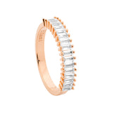 Ellani Sterling Silver Rose Gold Plated Baguette Ring
