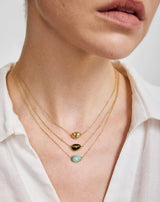 Ania Haie Gold Bezel Tiger’s Eye Organic Dome Pebble Necklace