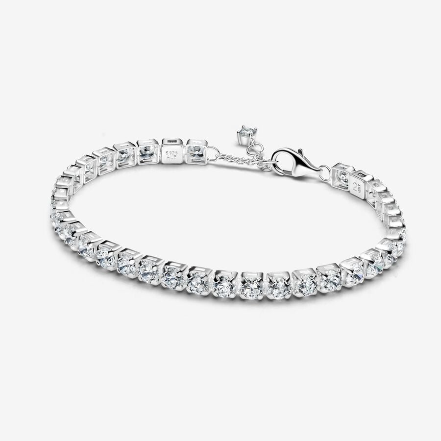 14k gold-plated tennis bracelet with clear cubic zirconia