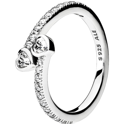 Forever Hearts Silver Feature Ring w CZ