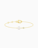 9K Gold Lab Grown Diamond & Freshwater Pearl Bracelet