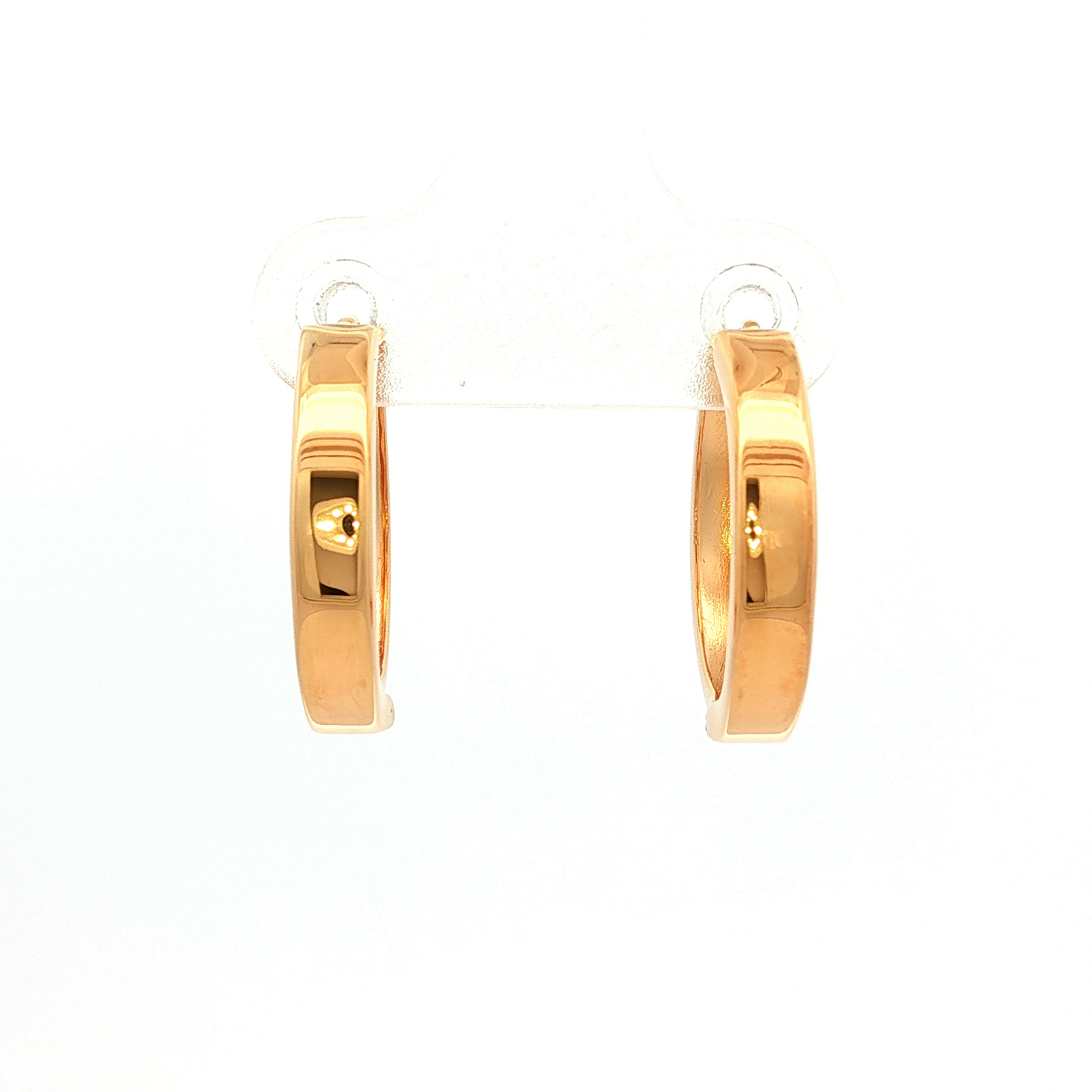 Yellow Gold and Silver Bonded Plain Huggie Earring