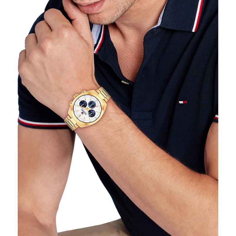 Tommy Hilfiger Gold Steel Cream Dial Chronograph Men's Watch
