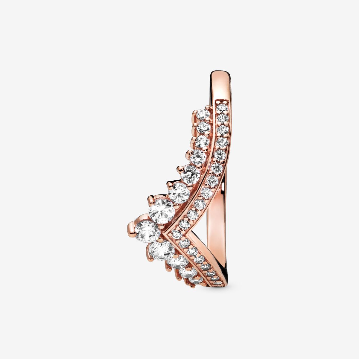 Pandora Rose Princess Wishbone Ring w Clear CZ