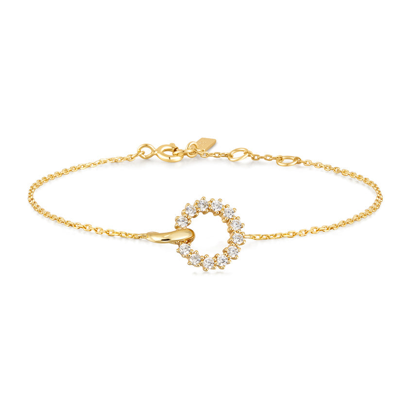 Gold Interlinked Circles Pavé Bracelet