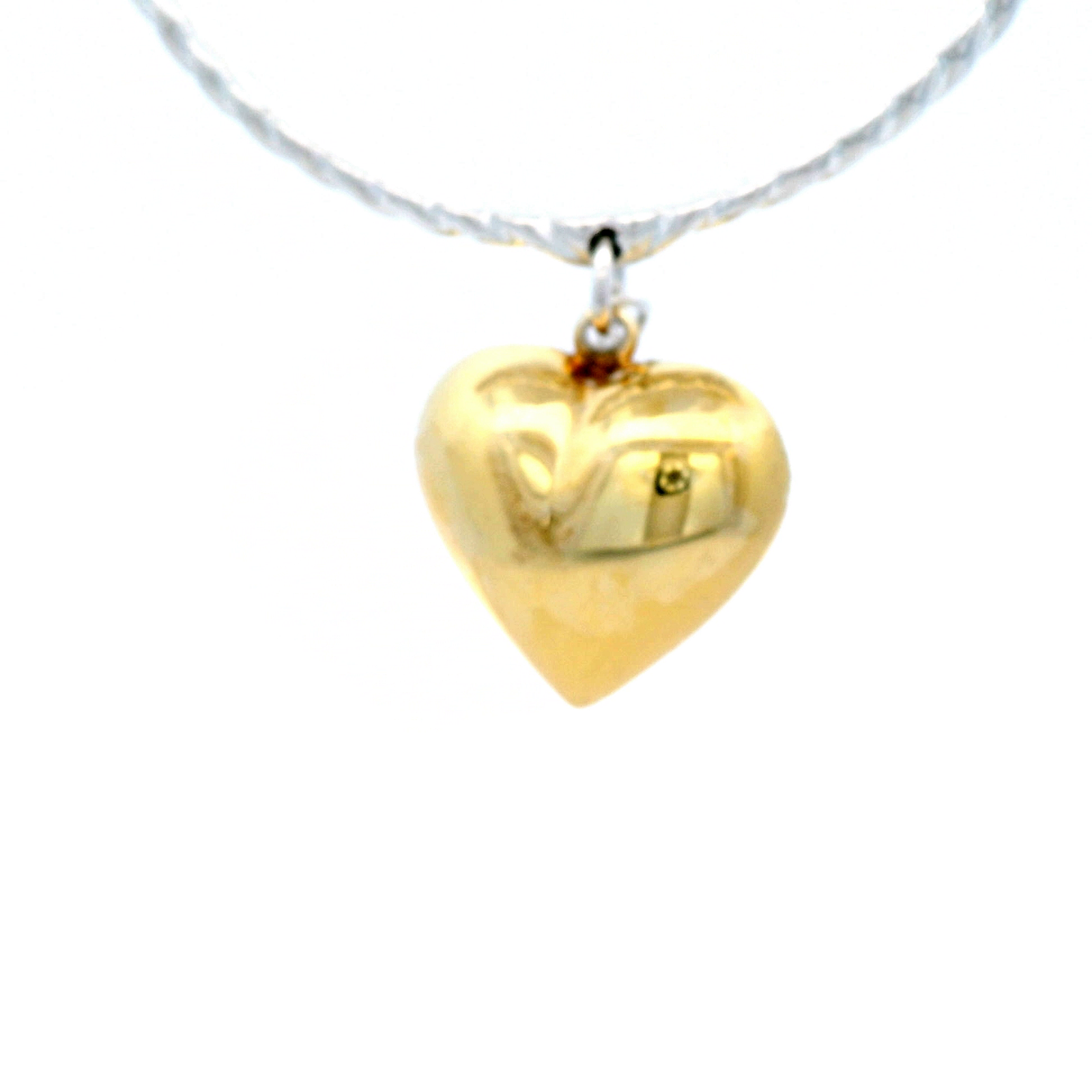 Von Treskow Twisted Solid Bangle with Gold Puff Heart