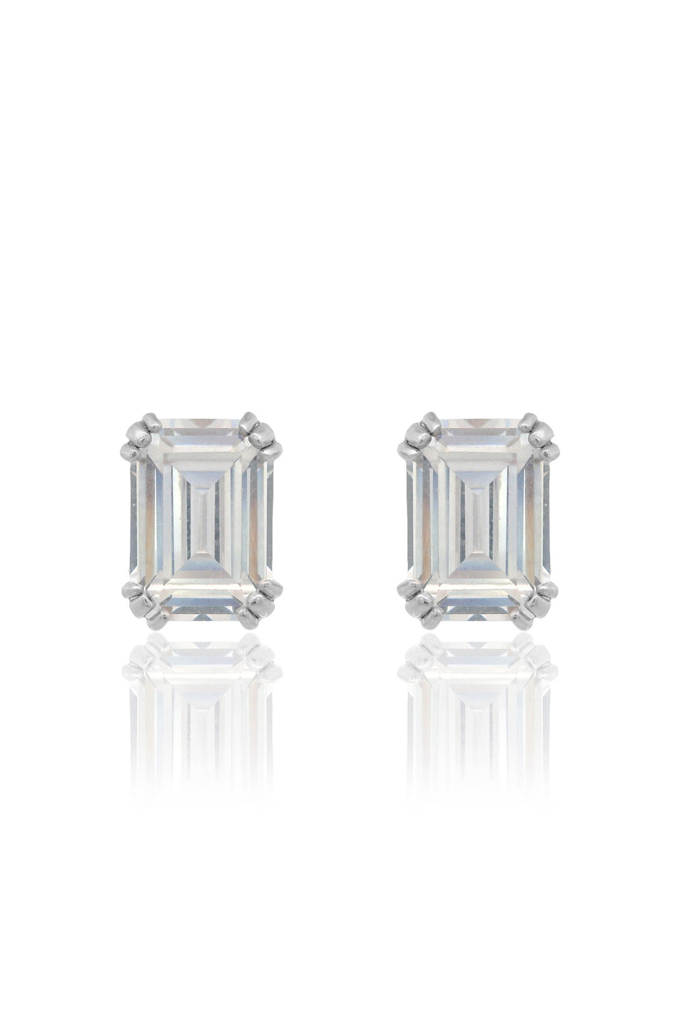 Georgini Elegant Essentials 7mm Emerald Cut Hidden Halo Stud  Earrings