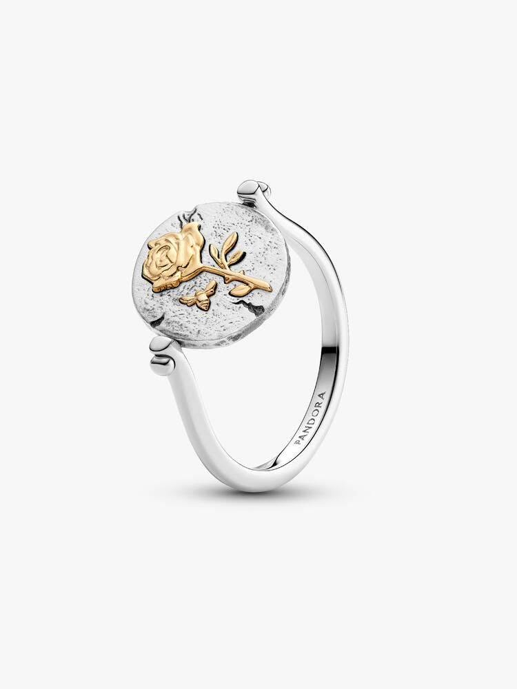 Rose sterling silver and 14k gold-plated spinnable ring