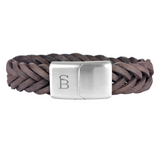 Preston - Brown -15mm Sawtooth Braided Leather Cuff Bracelet