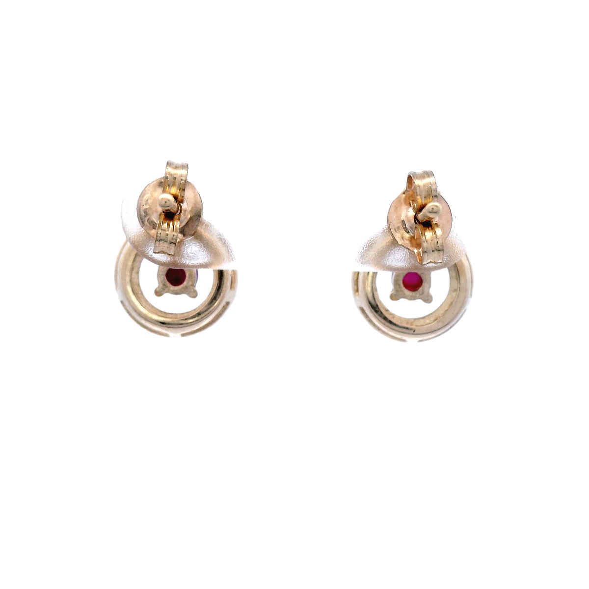 Ruby and Diamond in Yellow Gold Stud Earring
