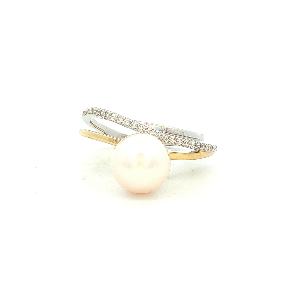 Two-Tone Chinese Cultured Pearl & Diamond Dress Ring