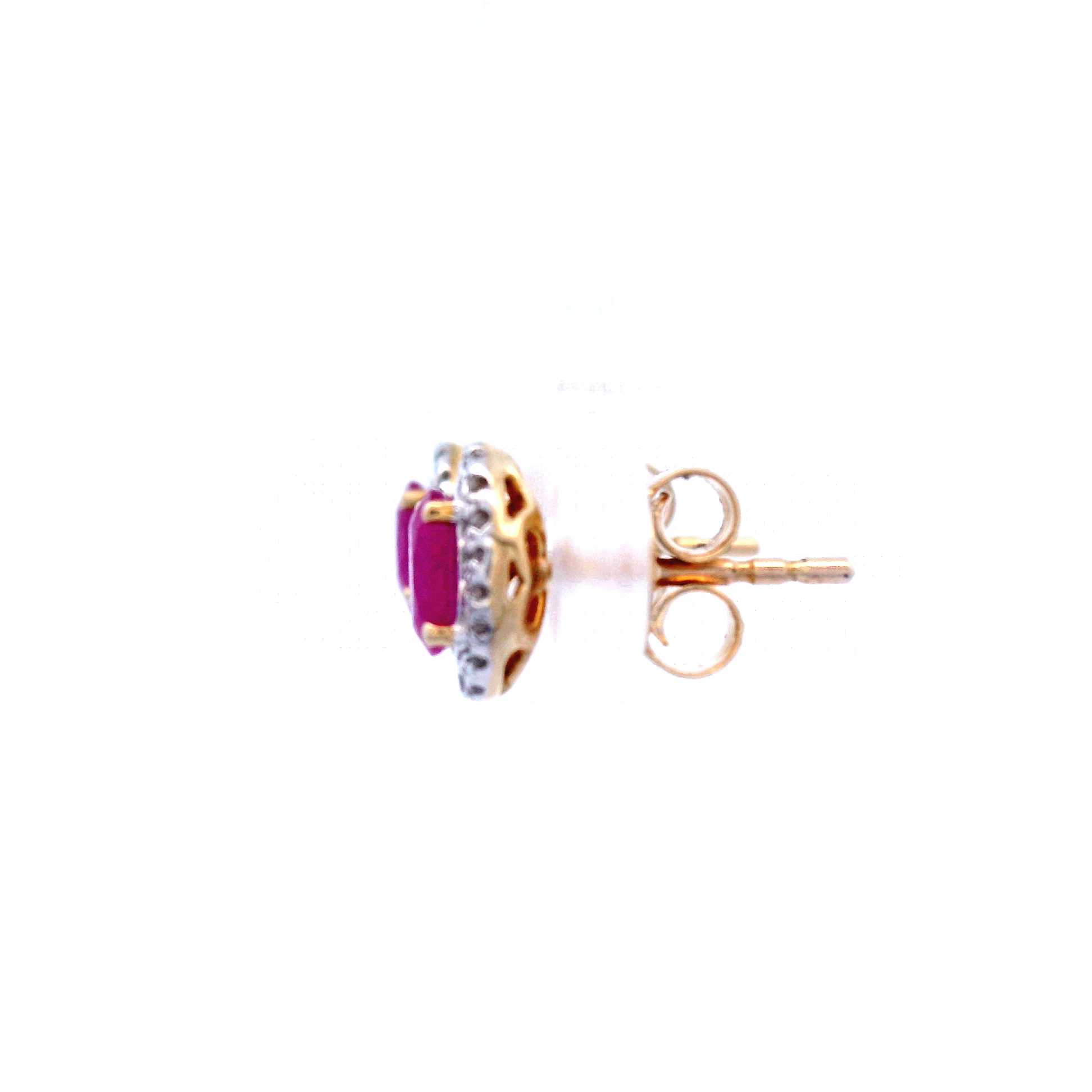 9ct Yellow Gold 0.1ct Diamond Ruby Earrings