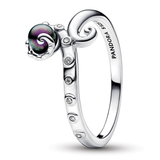 Disney The Little Mermaid octopus sterling silver ring with clear cubic zirconia and purple lacquered artificial pearl