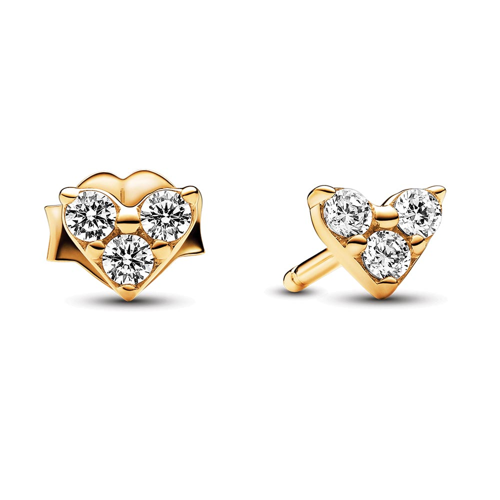 Pandora Triple Stone Heart Stud Earrings