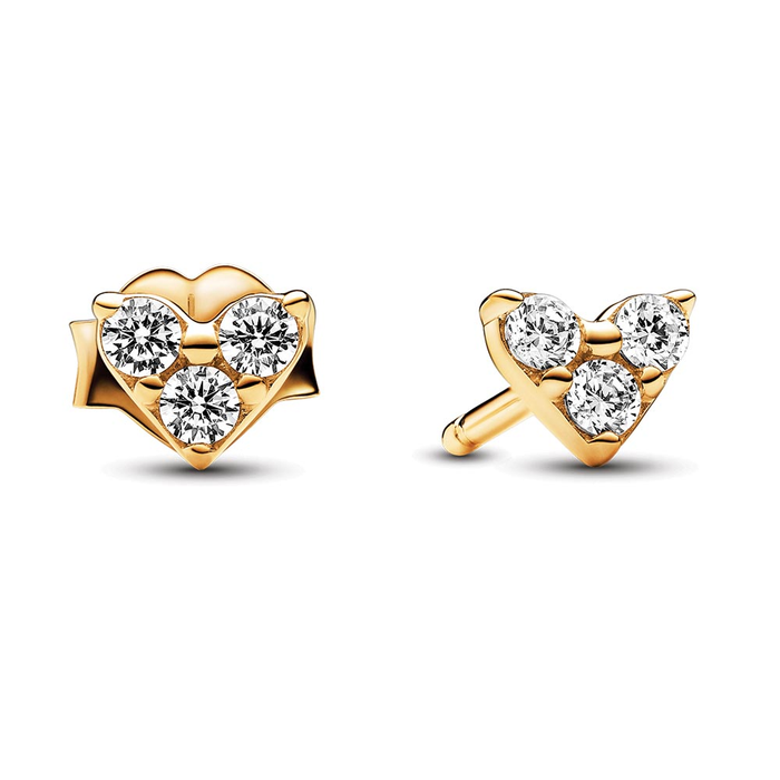 Pandora Triple Stone Heart Stud Earrings